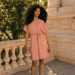 Barcelona Breastfeeding T-Shirt Dress Rusty Striped