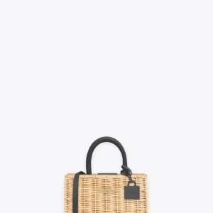 Shop mini pelle/paglia contrasti-Paglia/Nero