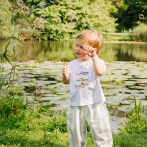 Oversized Kid's T-Shirt White Fish Stack