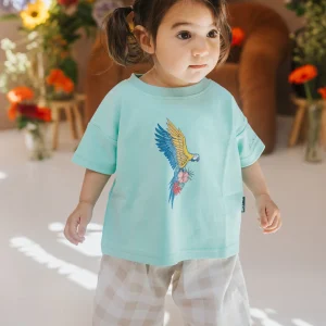 Oversized Kid's T-Shirt Mint Frida Parrot