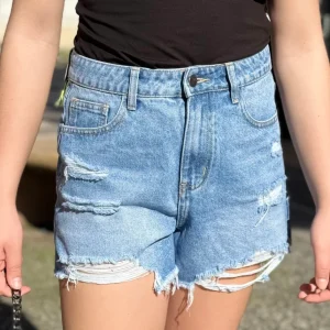 DISCLAIMER - Short in denim con logo sul retro donna