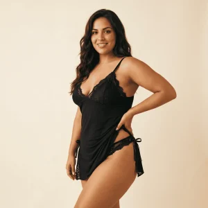 Camisón Lencería con Encaje y Tanga | AZIVRA